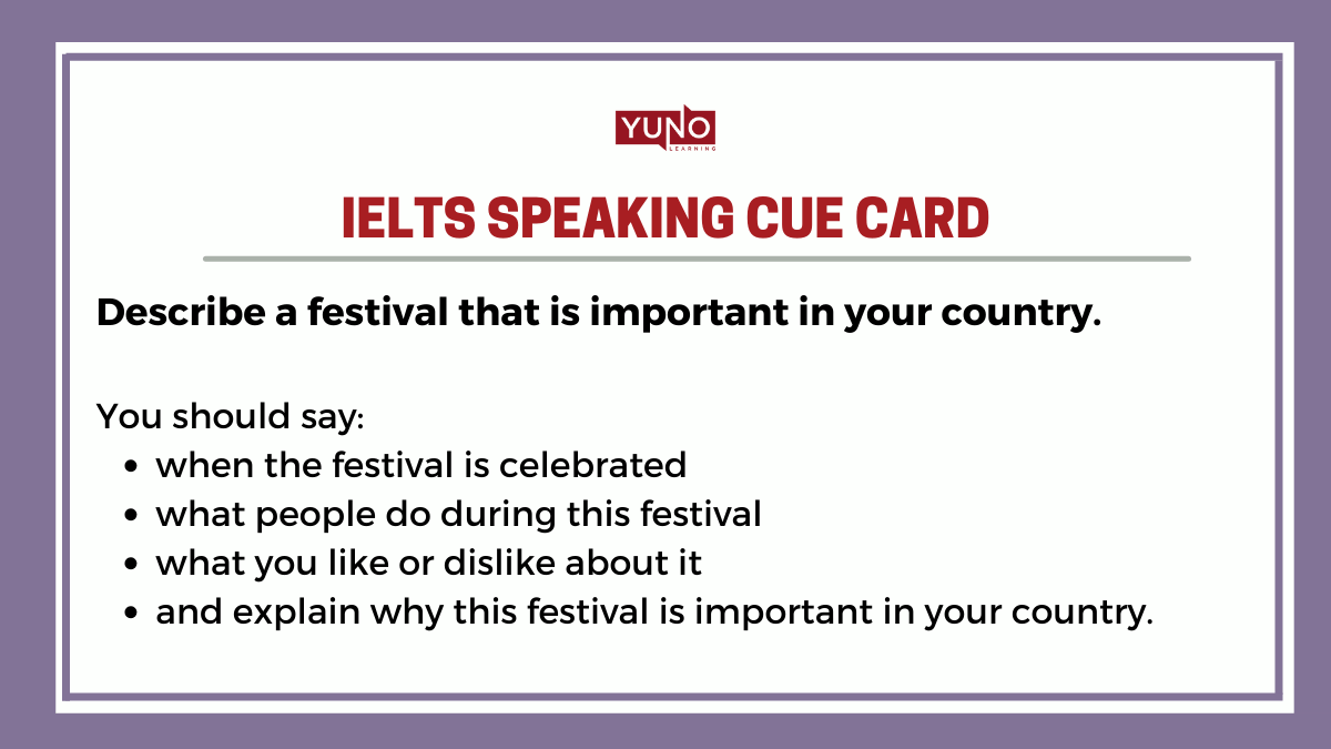 IELTS Speaking Task: Cue Card Question With Sample Answer on Festivals
